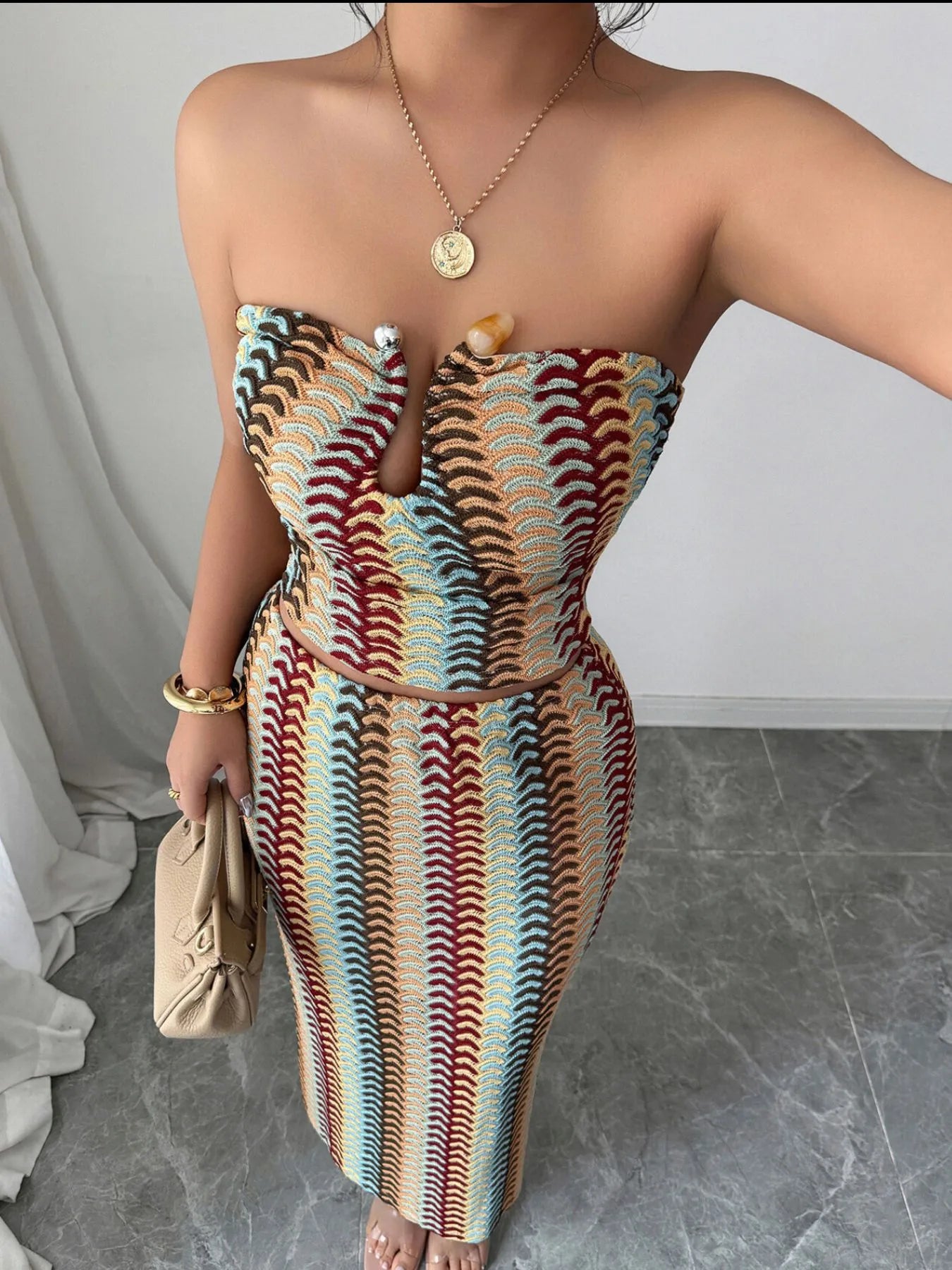 Printed Tube Top and Skirts Set - Thalia Chic