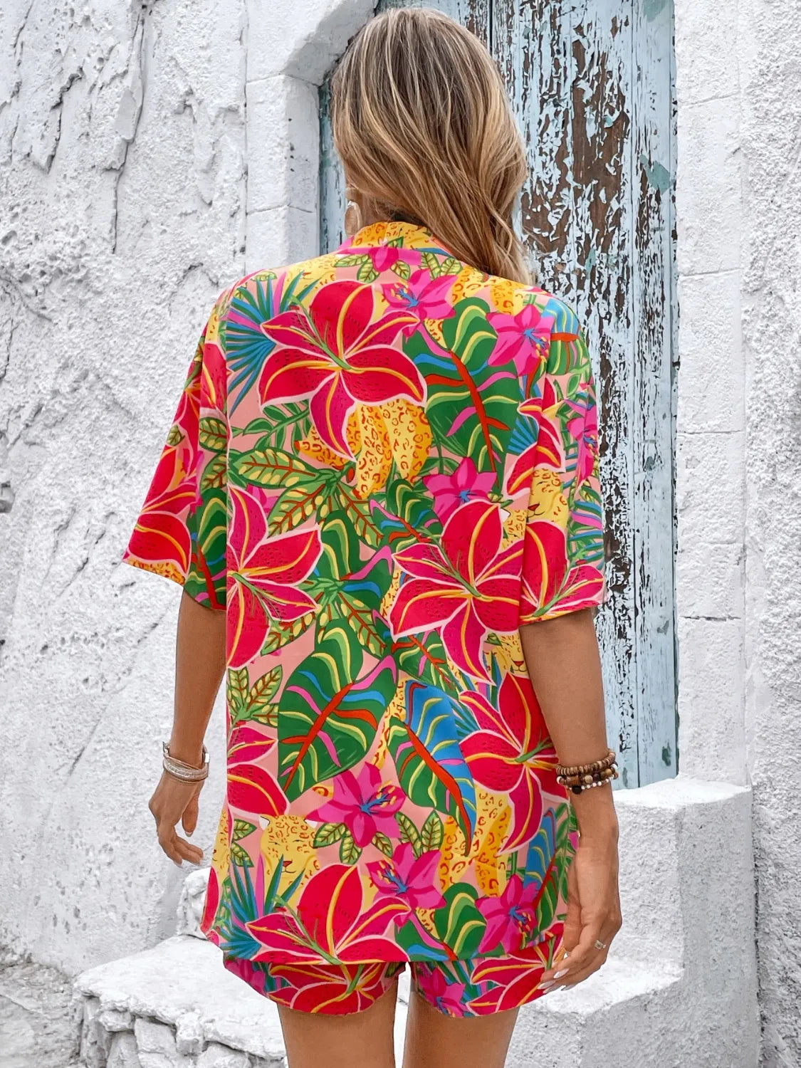 Printed Half Sleeve Top and Shorts Set - Thalia Chic