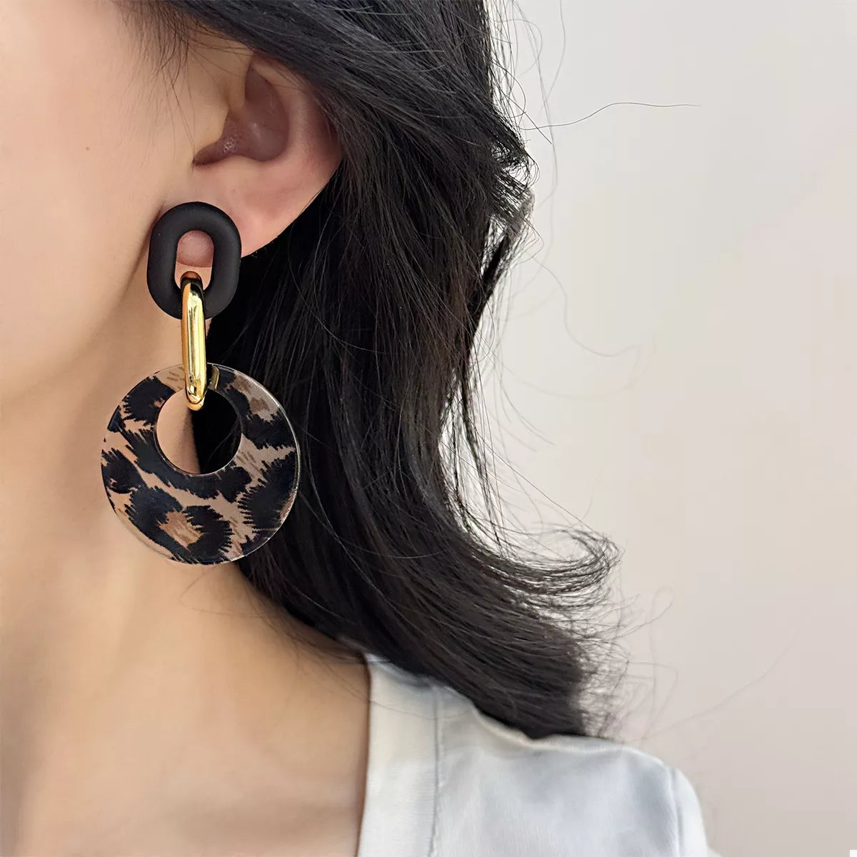 Printed Circle Dangle Earrings - Thalia Chic