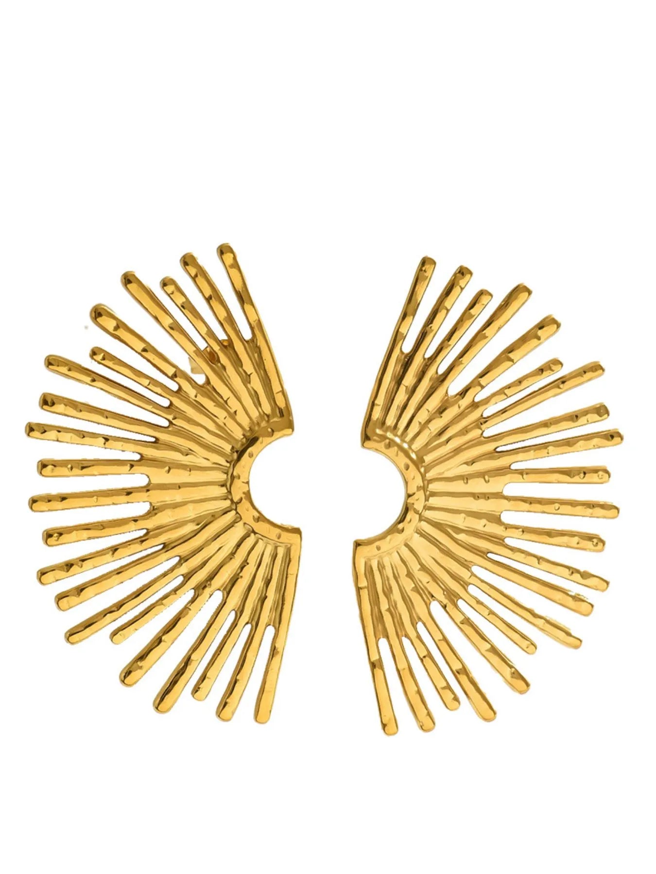 18K Gold-Plated Stainless Steel Sunburst Earrings - Thalia Chic
