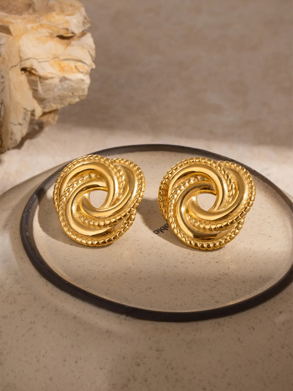 Stainless Steel Volution Stud Earrings - Thalia Chic