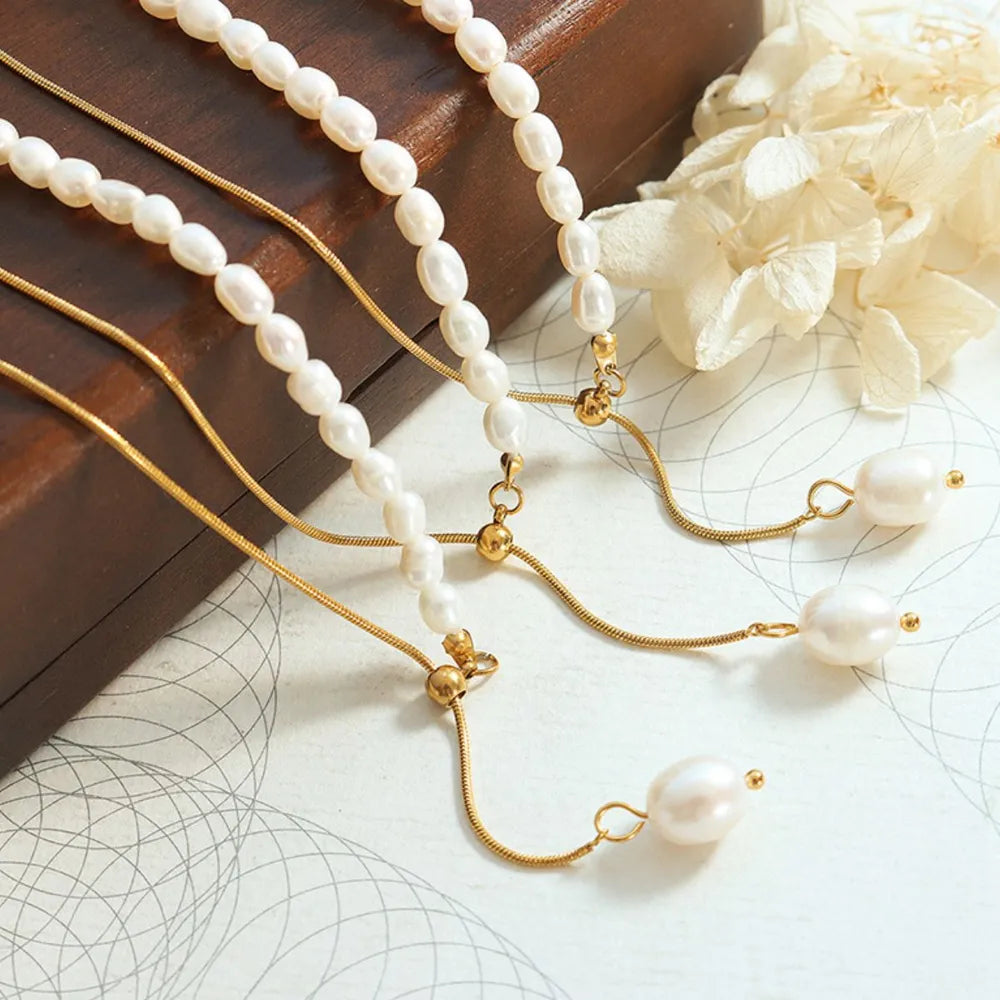 18K Gold-Plated Pearl Necklace - Thalia Chic