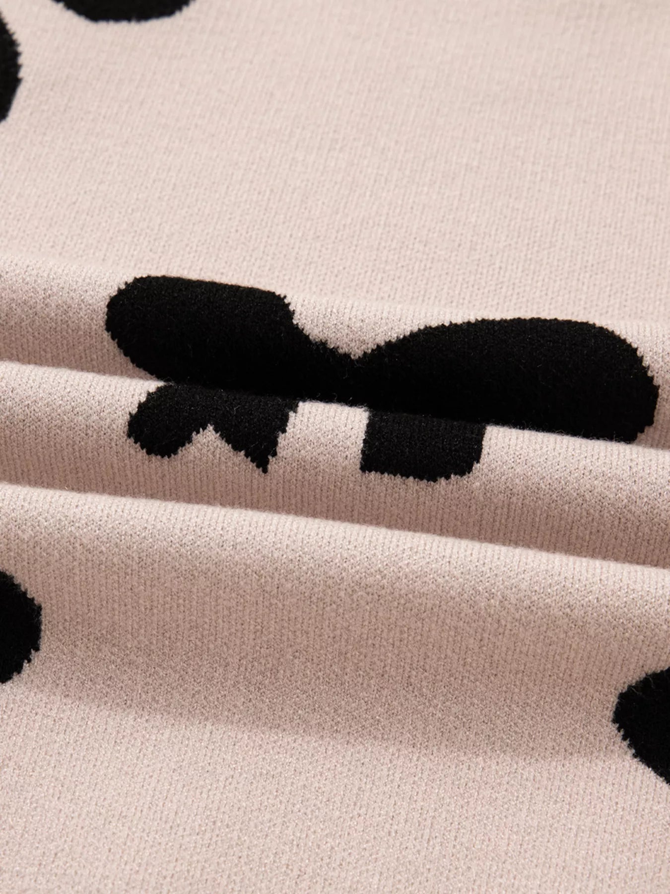 Pearl Embellished Bow Pattern Loose Sweater - Thalia Chic