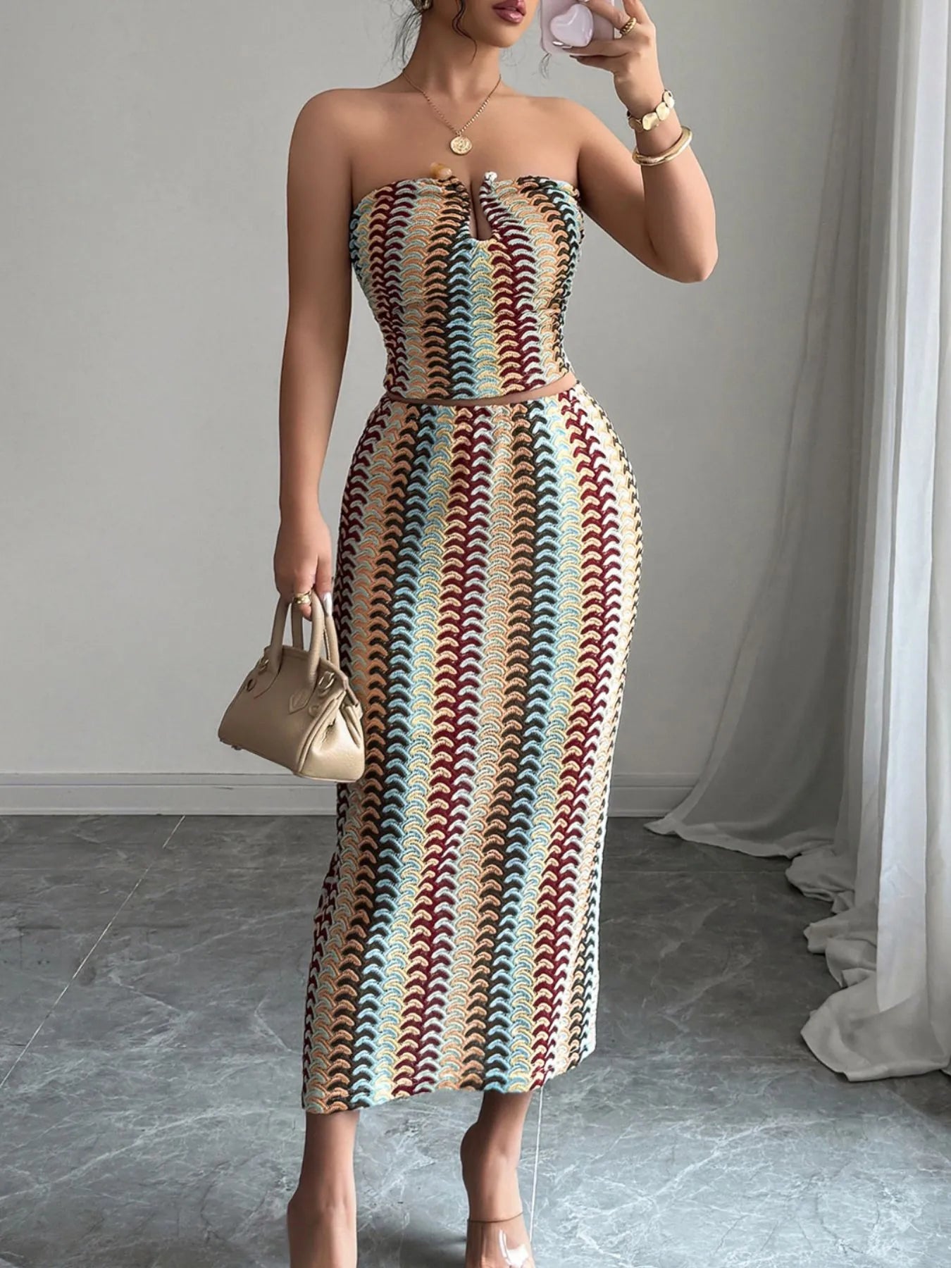 Printed Tube Top and Skirts Set - Thalia Chic