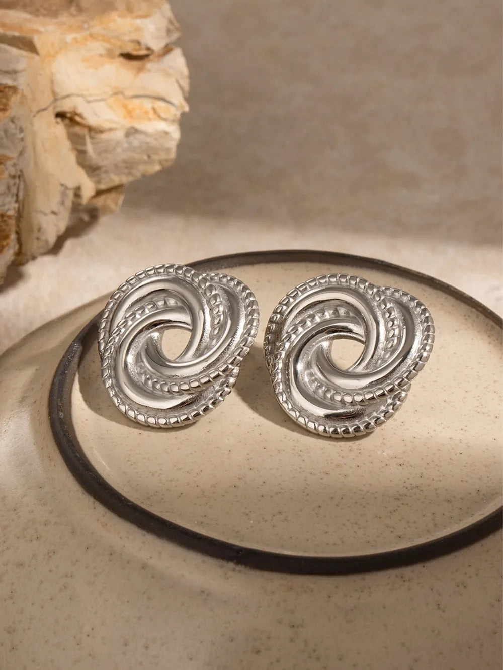 Stainless Steel Volution Stud Earrings - Thalia Chic